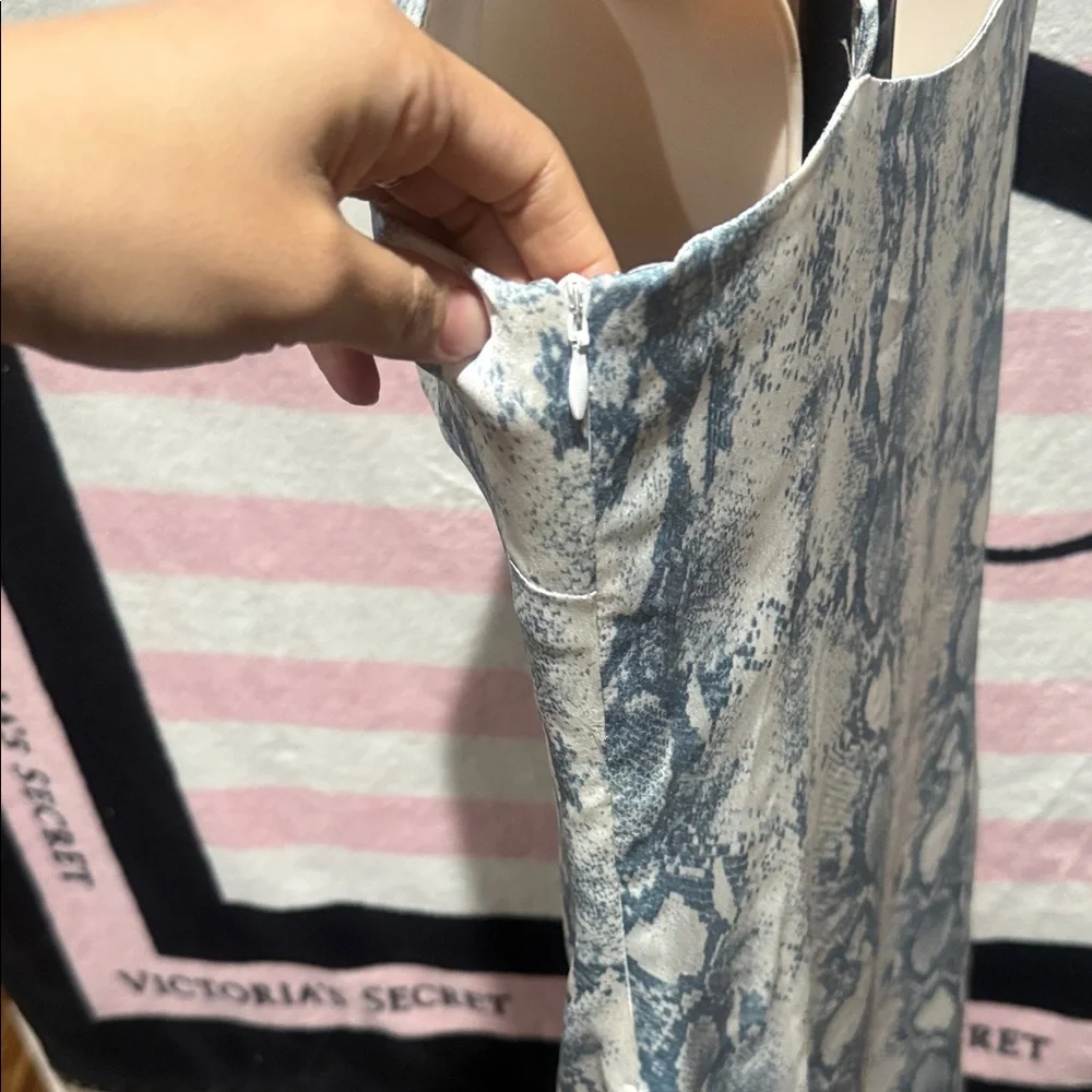 Blue Snake Print Slip Dress - Picture 3 of 4